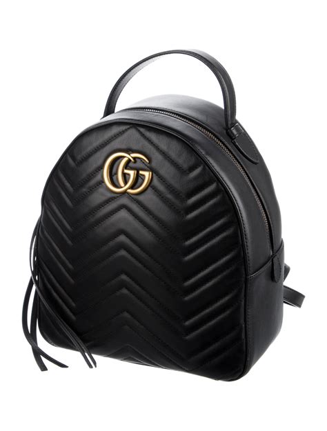 gucci calfskin matelasse gg marmont backpack black|Gucci Marmont leather backpack.